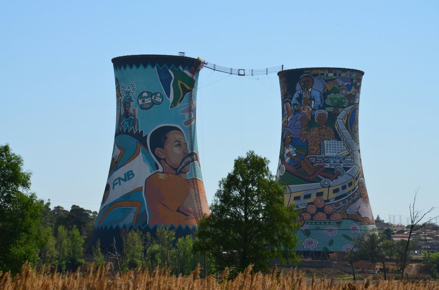 The painted Orlando Towers in Soweto