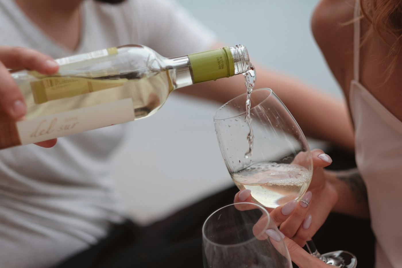 White wine being poured